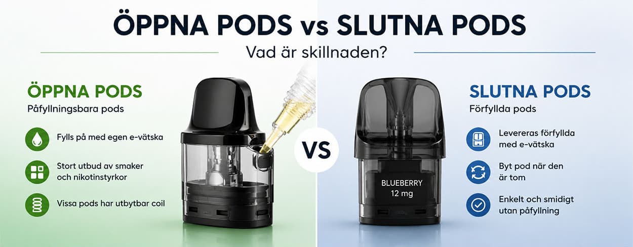 What is the difference between open and closed vape pods?