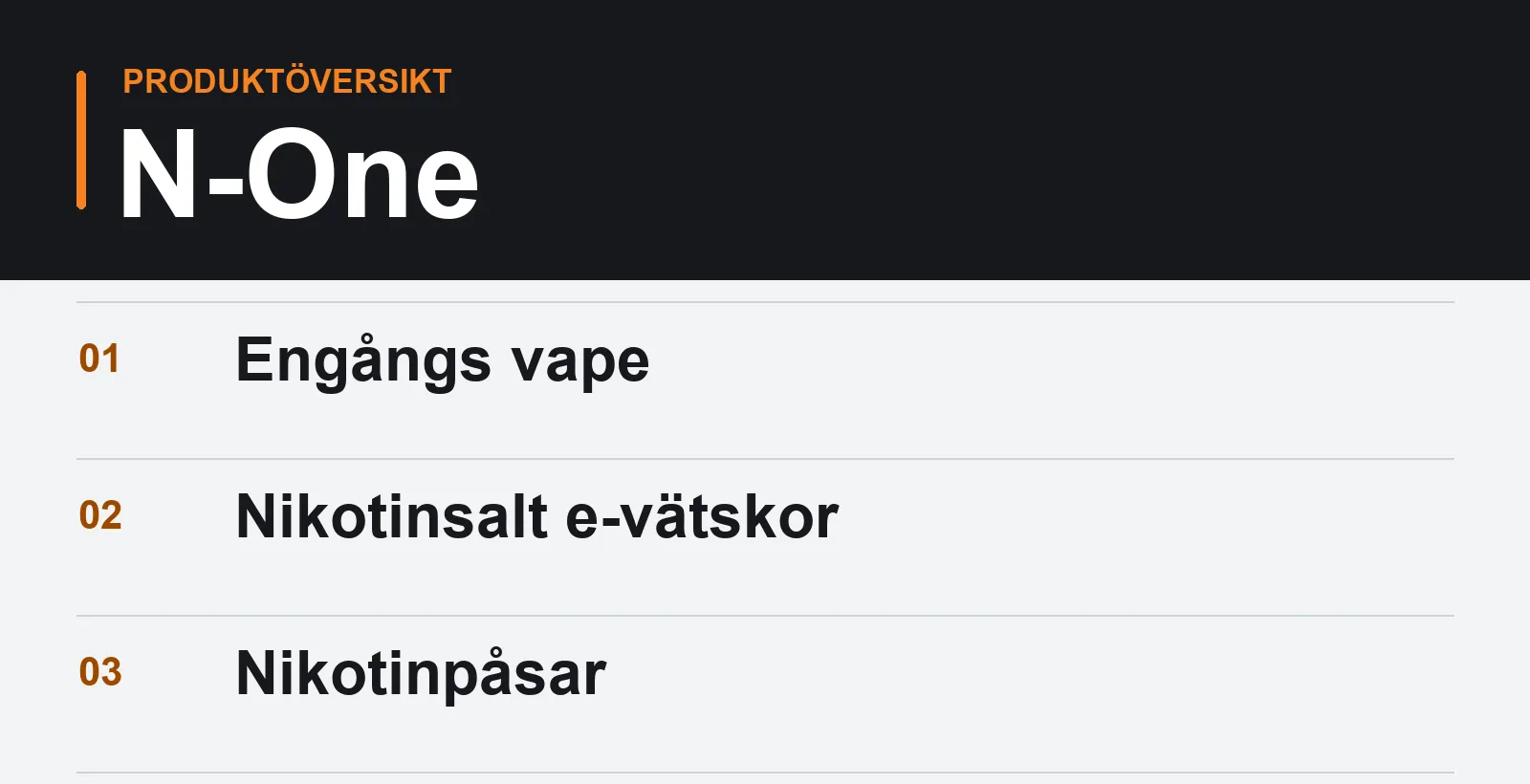 N-One: översikt över engångs vape, nikotinsalt e-vätskor och nikotinpåsar