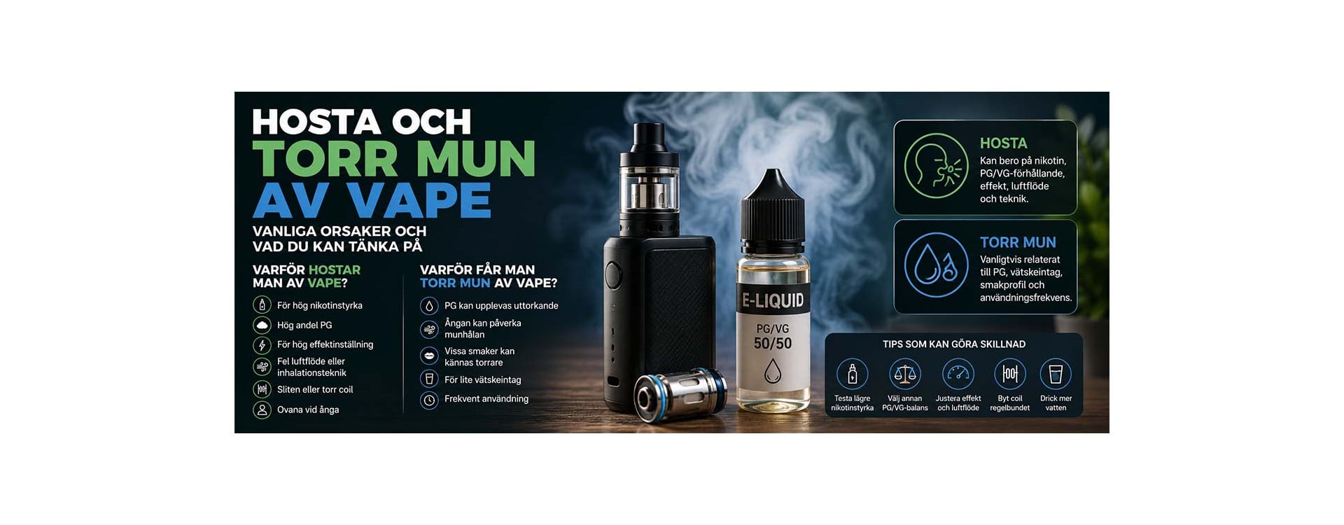 Hosta och torr mun av vape – vanliga orsaker och vad du kan tänka på Hosta och torr mun av vape – vanliga orsaker och vad du kan tänka på