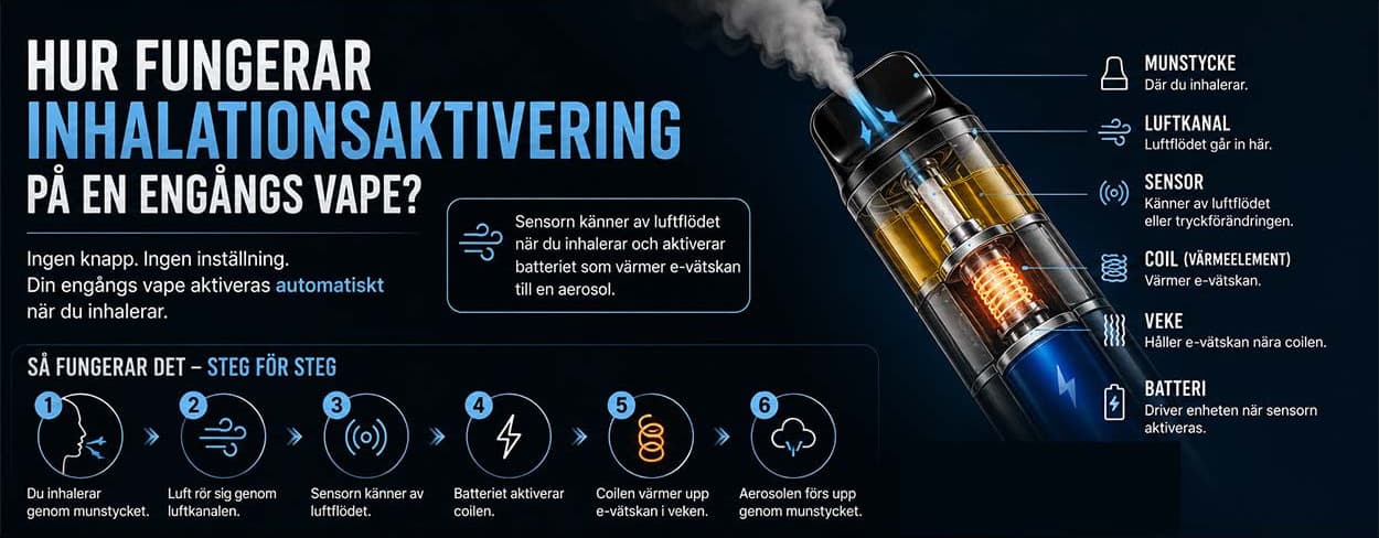 Hur fungerar inhalationsaktivering på en engångs vape? Hur fungerar inhalationsaktivering på en engångs vape?