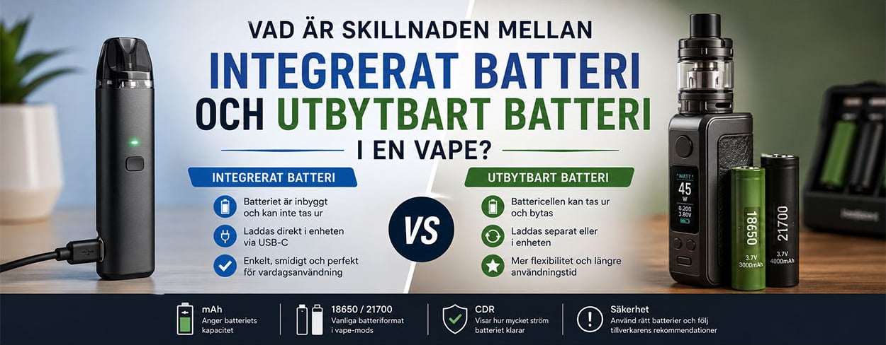 What is the difference between an integrated battery and a replaceable battery in a vape? What is the difference between an integrated battery and a replaceable battery in a vape?