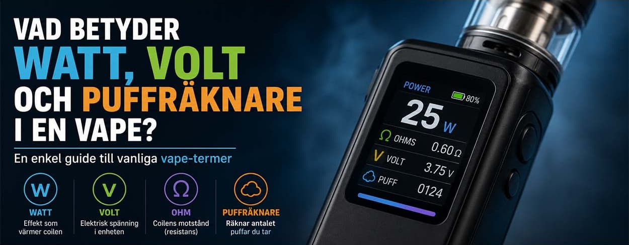 Vad betyder watt, volt och puffräknare i en vape? Vad betyder watt, volt och puffräknare i en vape?