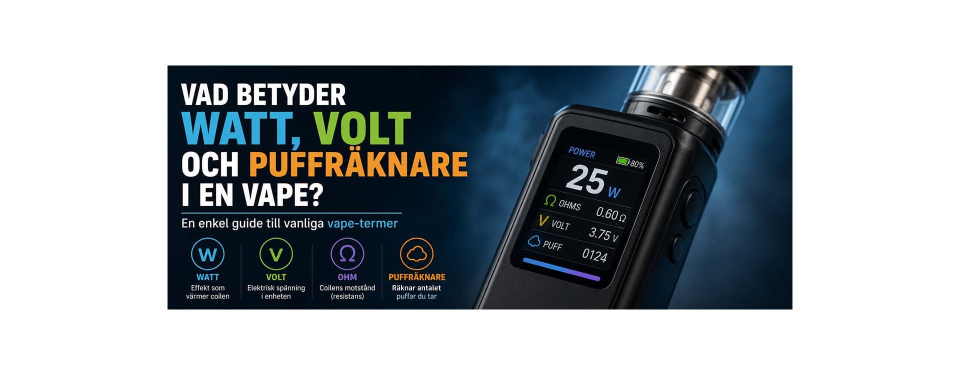 Vad betyder watt, volt och puffräknare i en vape? Vad betyder watt, volt och puffräknare i en vape?