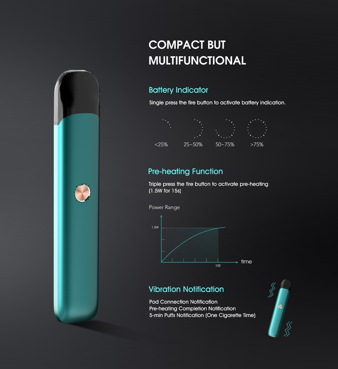 Vaptio Razor Pod Kit egenskaper