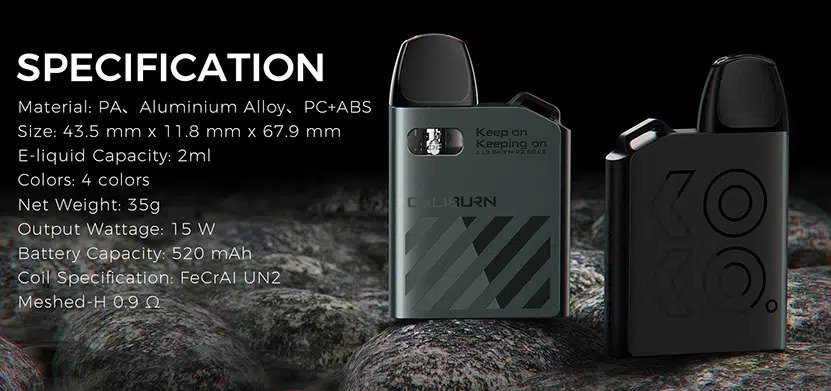 Uwell Caliburn AK2 Pod Vape Kit Specifikationer