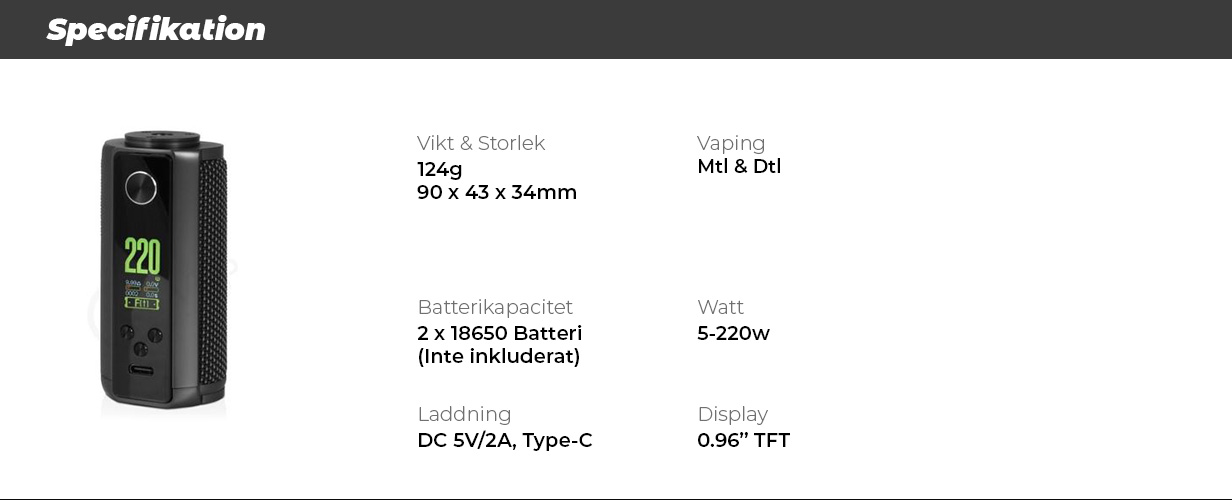 vaporesso target 200 specs