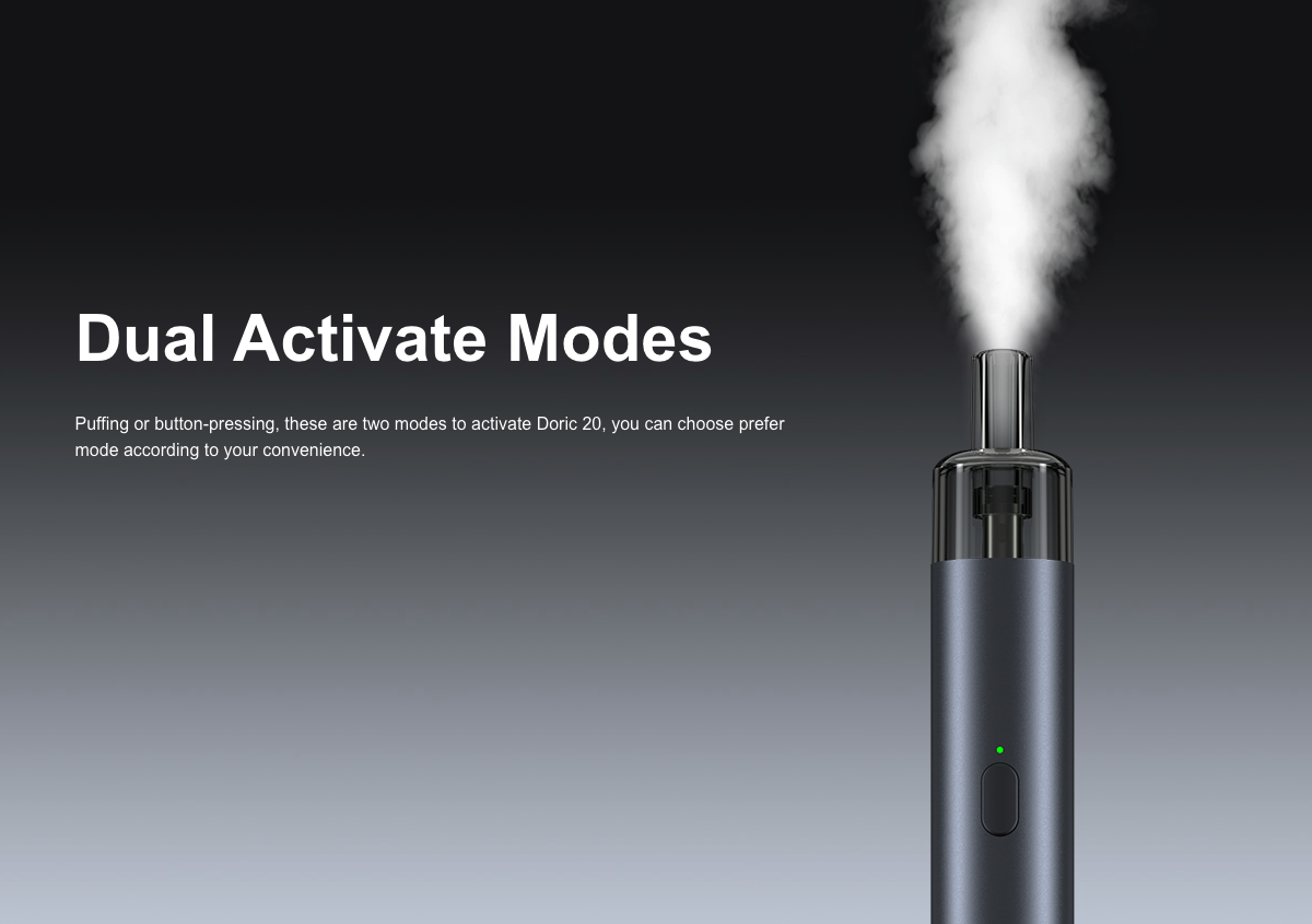 VooPoo Doric 20 Pod Vape Kit har två olika aktivering mode