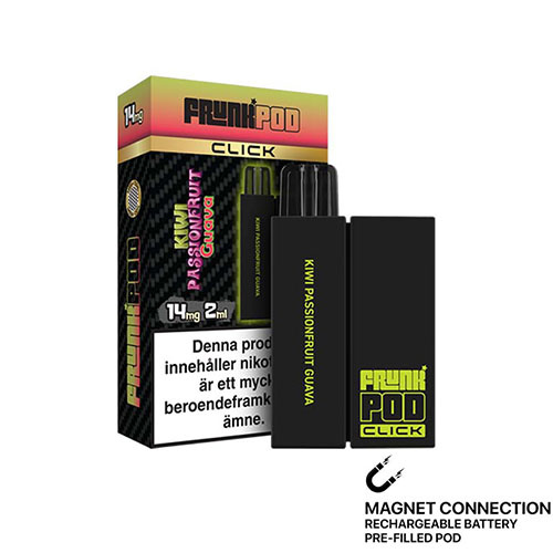 frunk pod click mesh kit kiwi passionfruit guava vape och f�rpackning